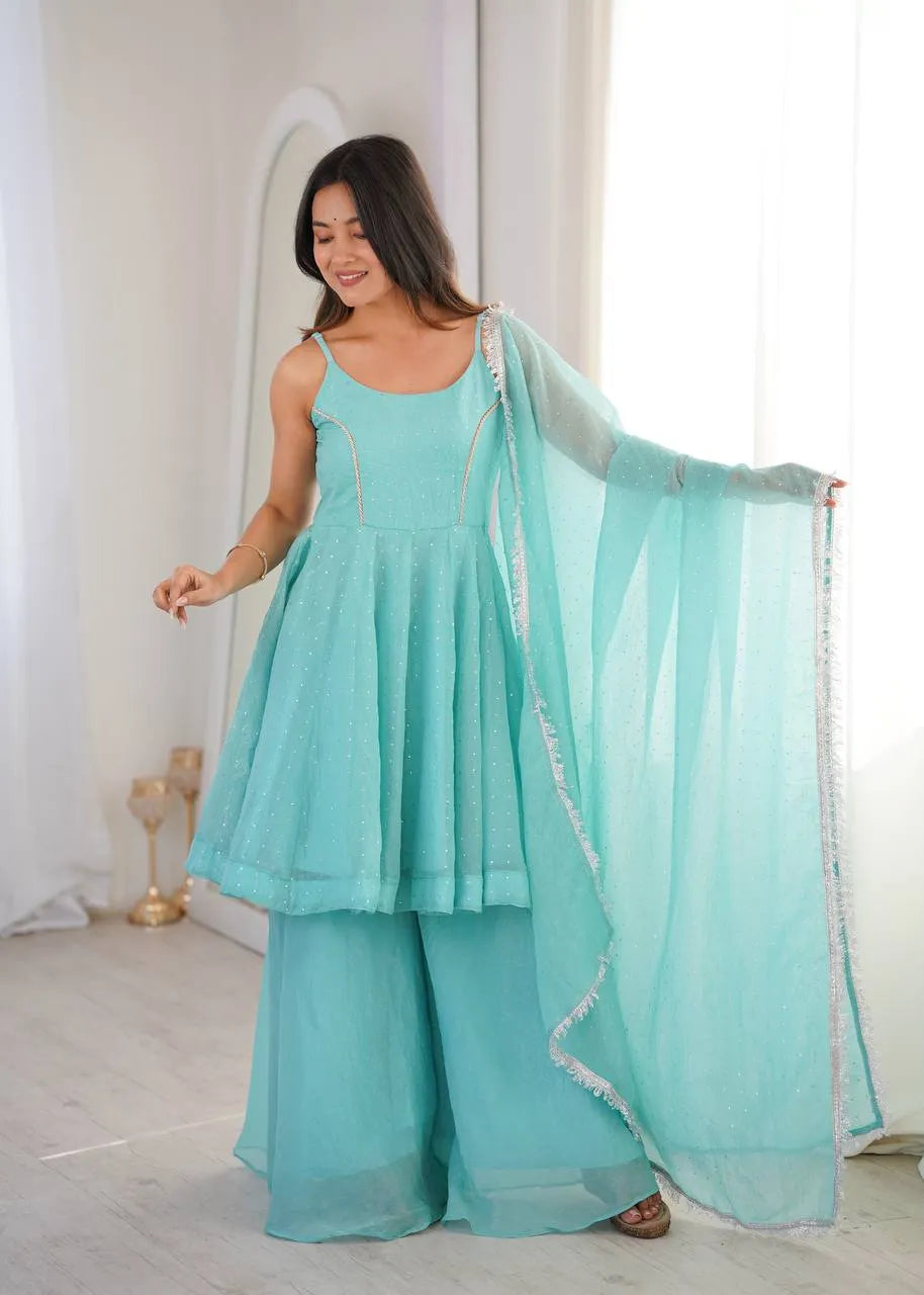 aqua blue crunchy silk