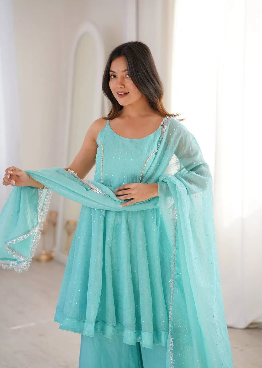 aqua blue ethnic set