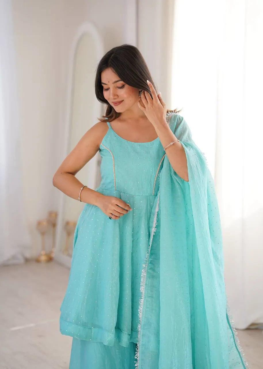 aqua blue top sharara