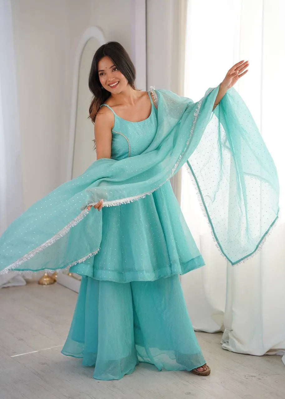 aqua blue zarkhand set