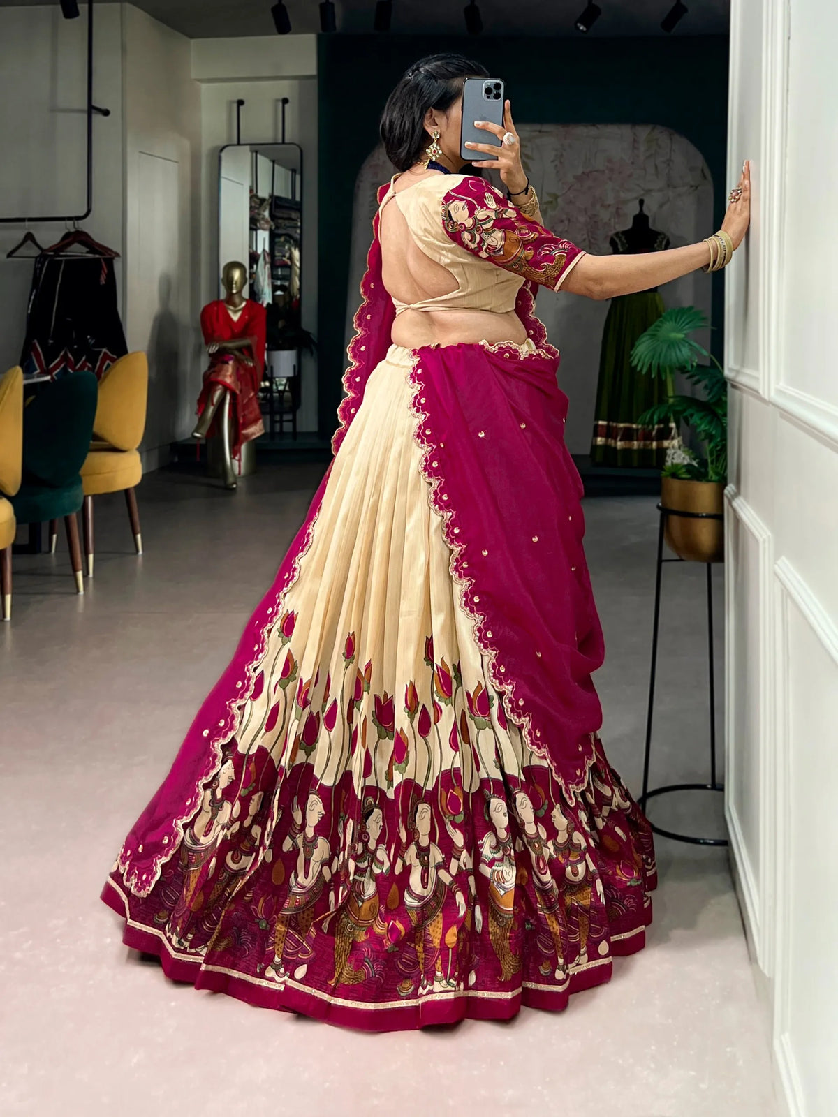 beige chinon dupatta