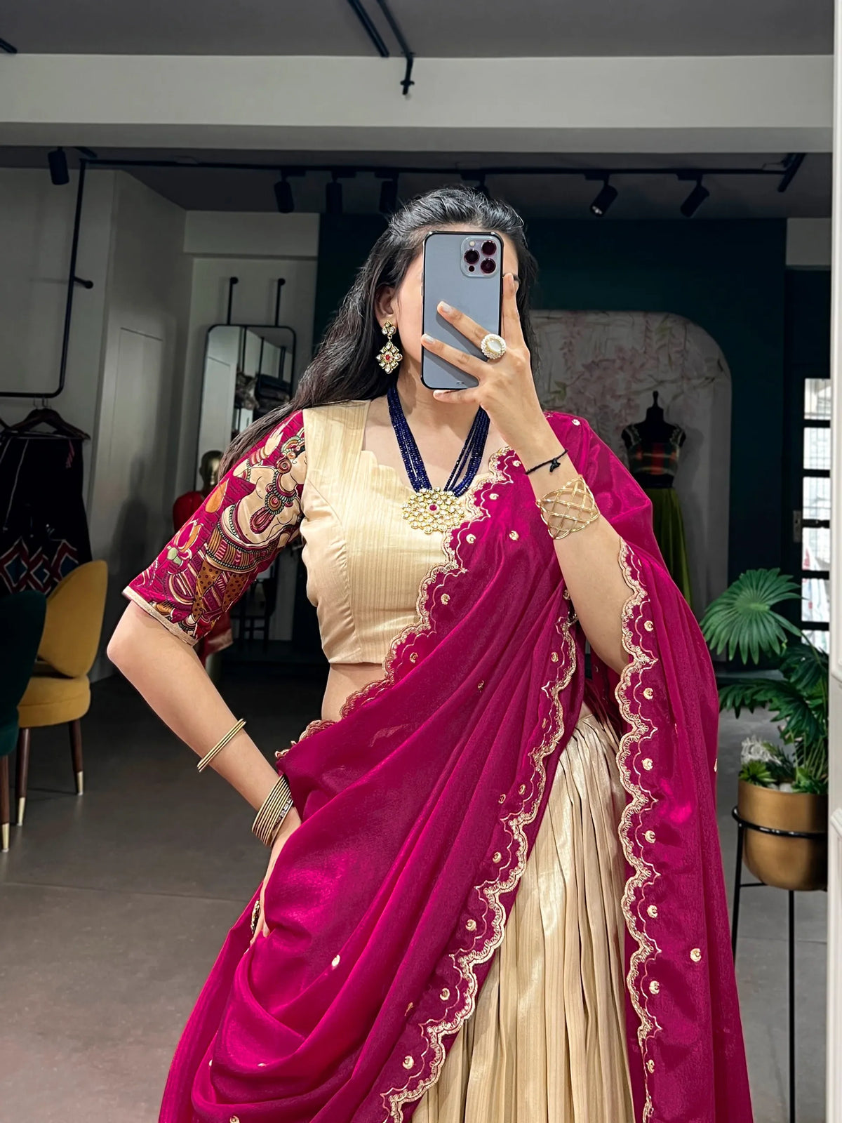 beige kalamkari style