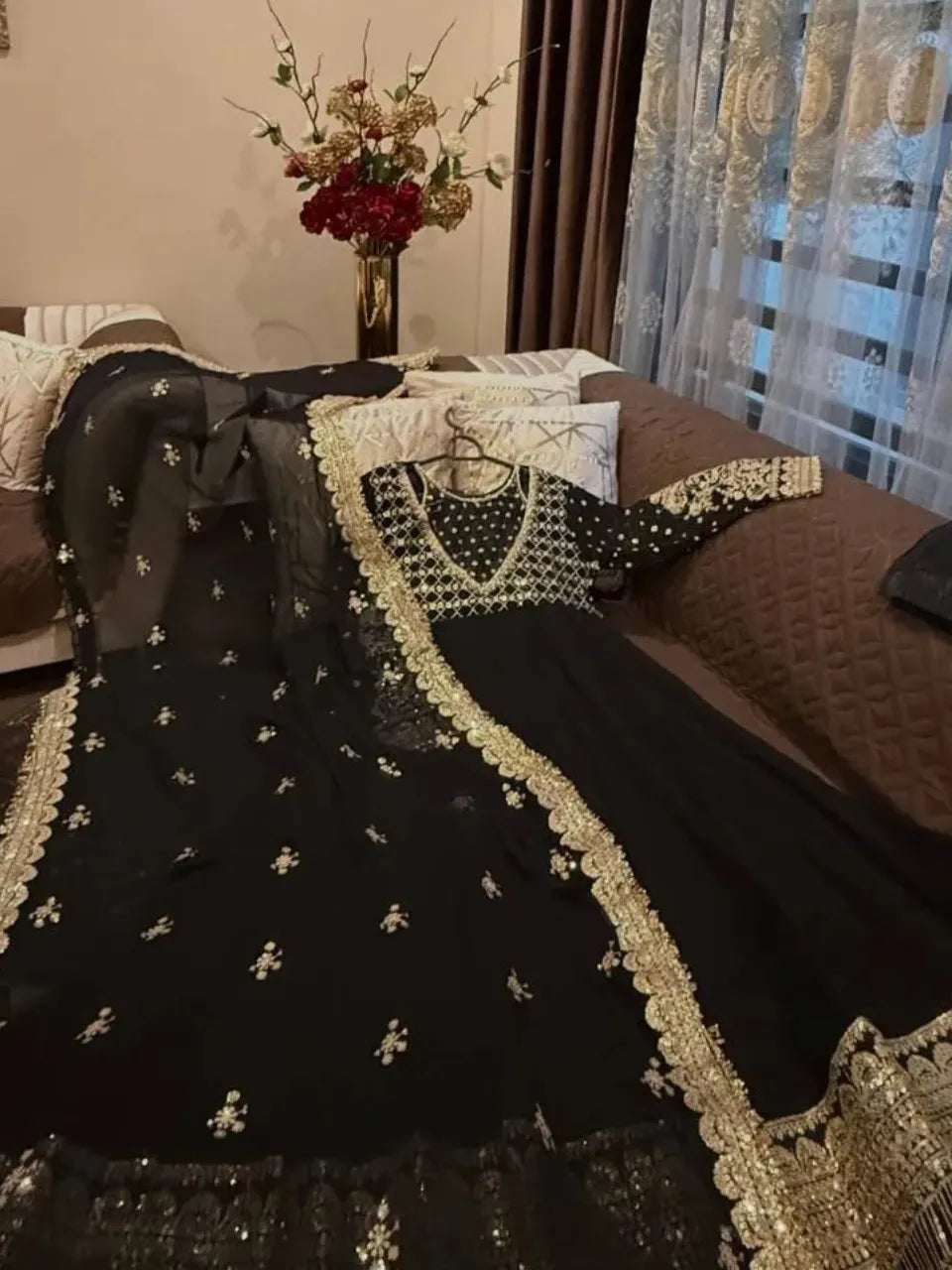 black anarkali gown set online