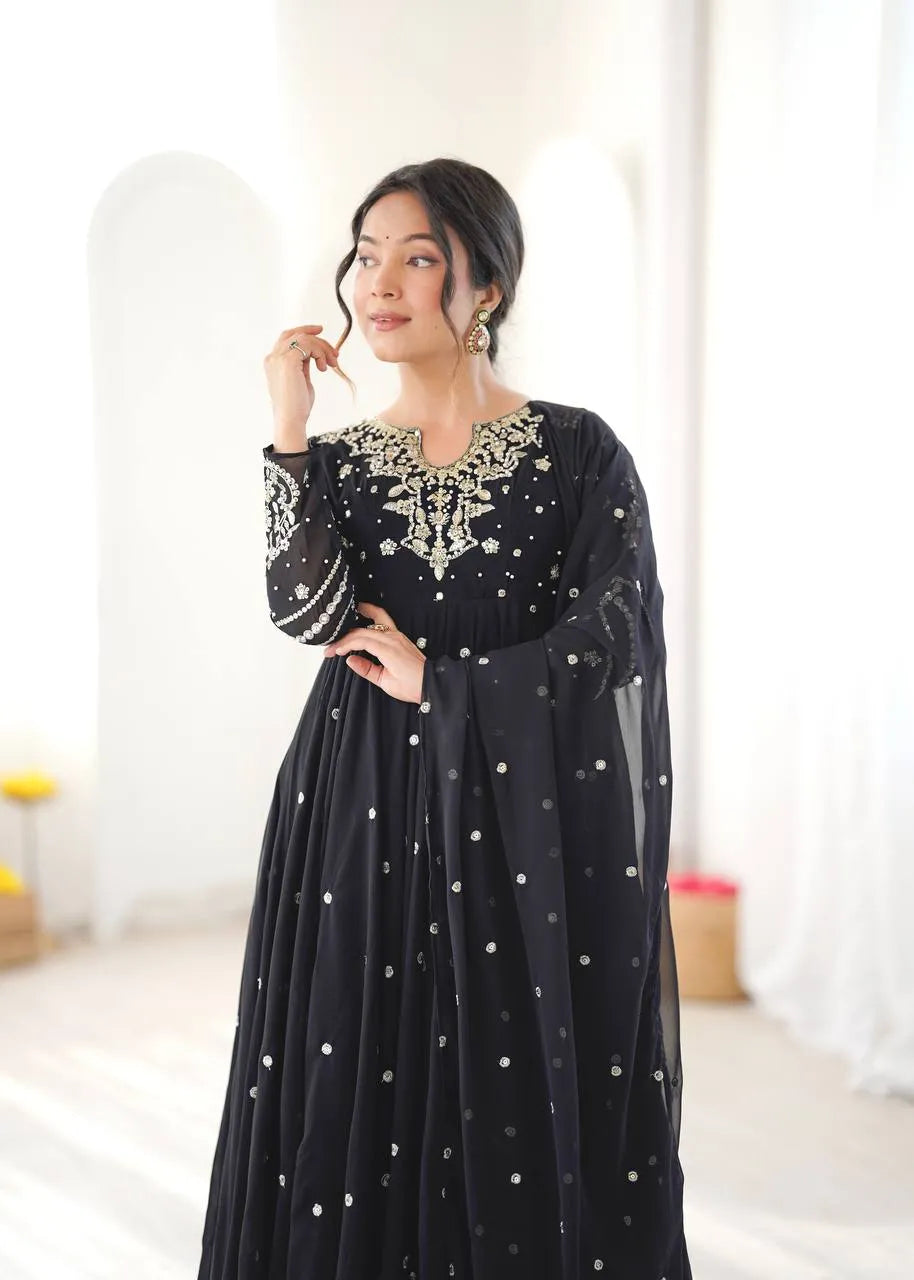 black festive gown set