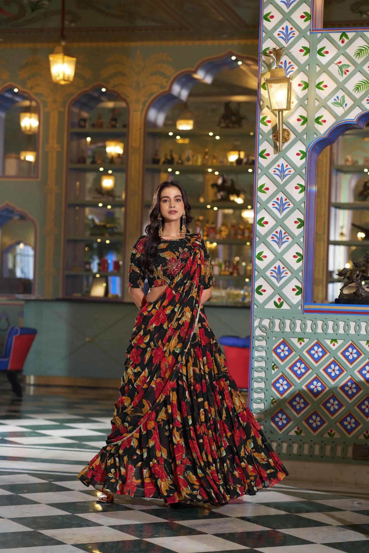 black floral lehenga set