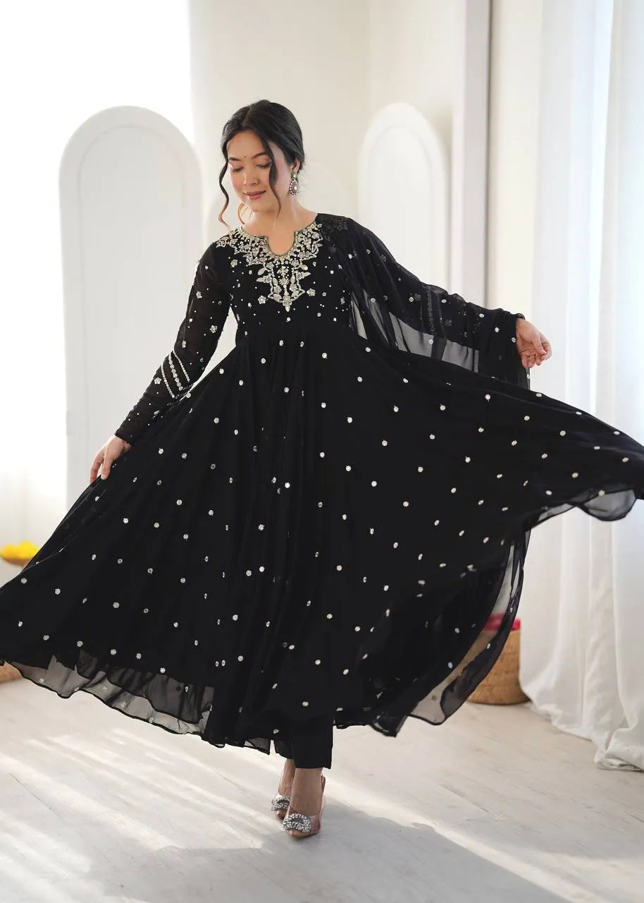 black georgette gown