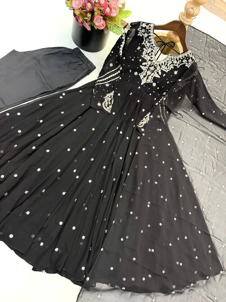 black gown with dupatta