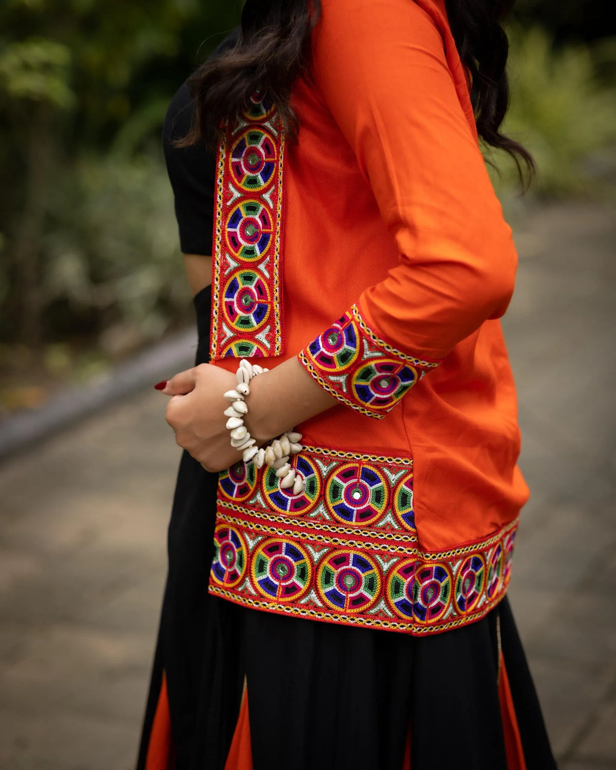 black orange garba set