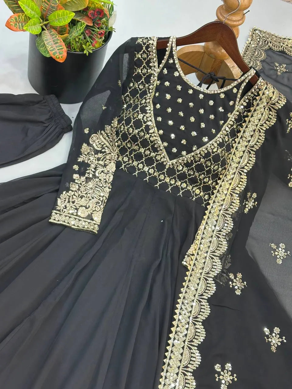 black readywear gown set