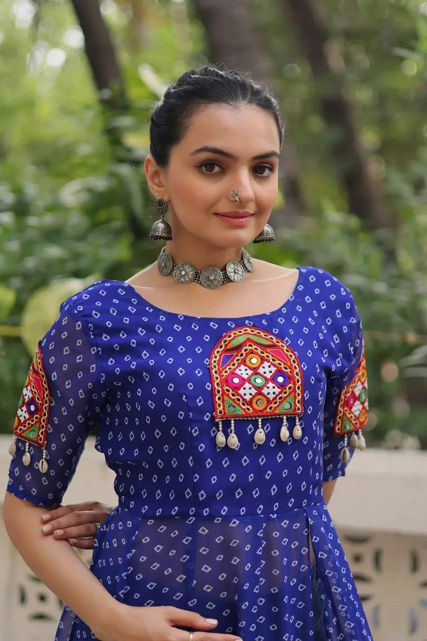 blue faux georgette kurti