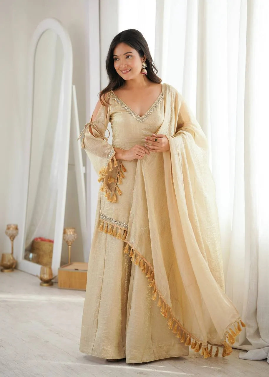 cream party wear ethnic set