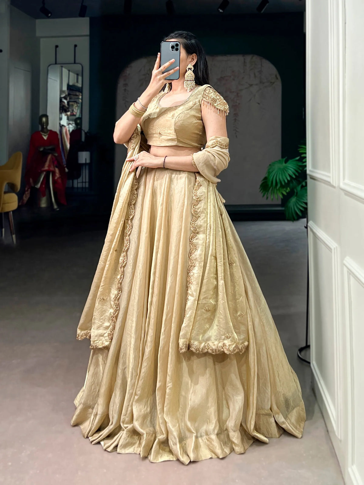 cream wedding lehenga set