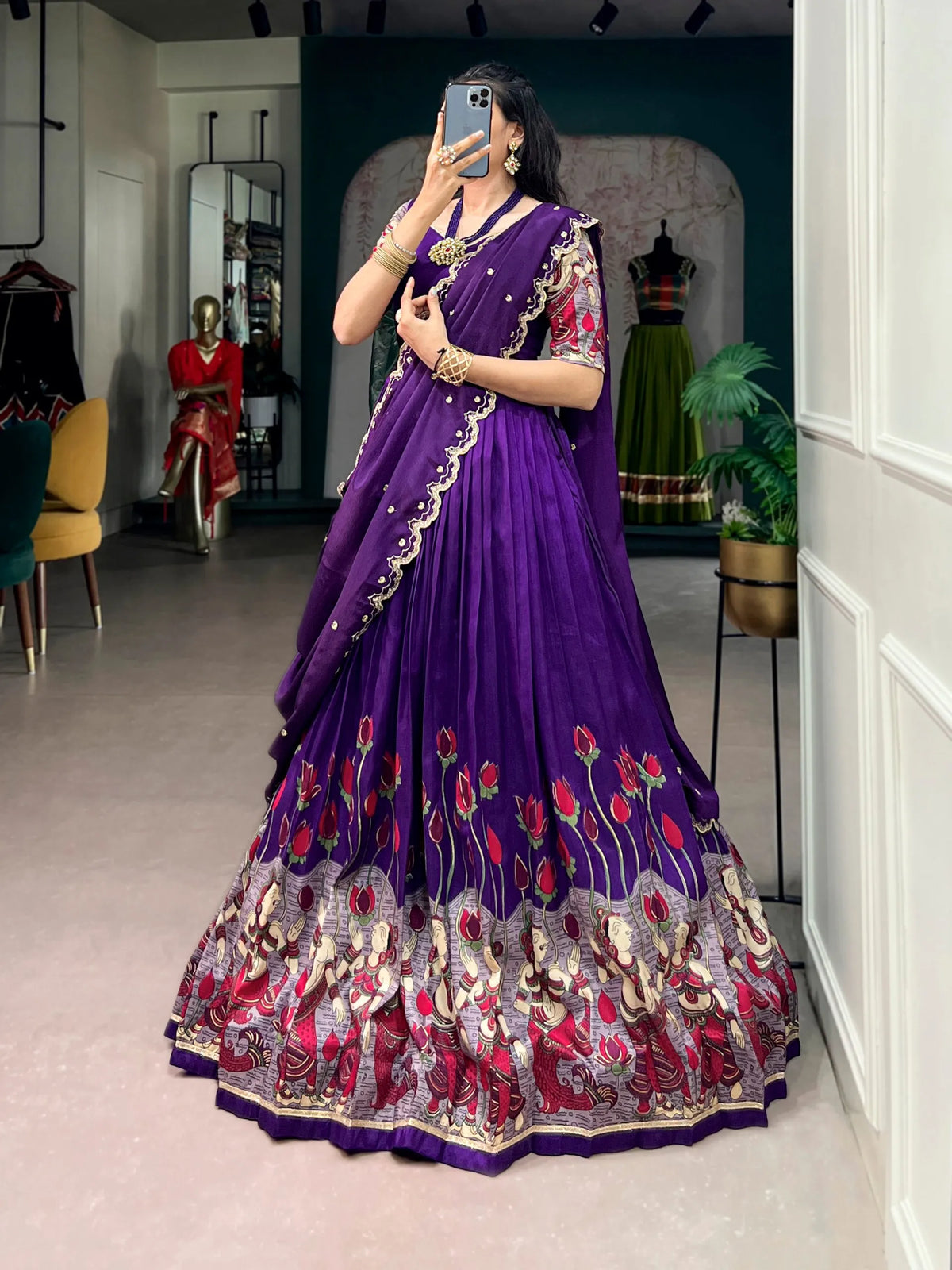 dark purple kalamkari
