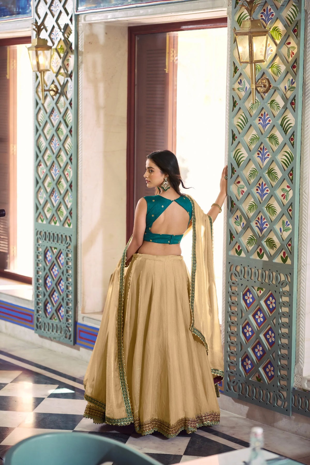 gold festive lehenga set