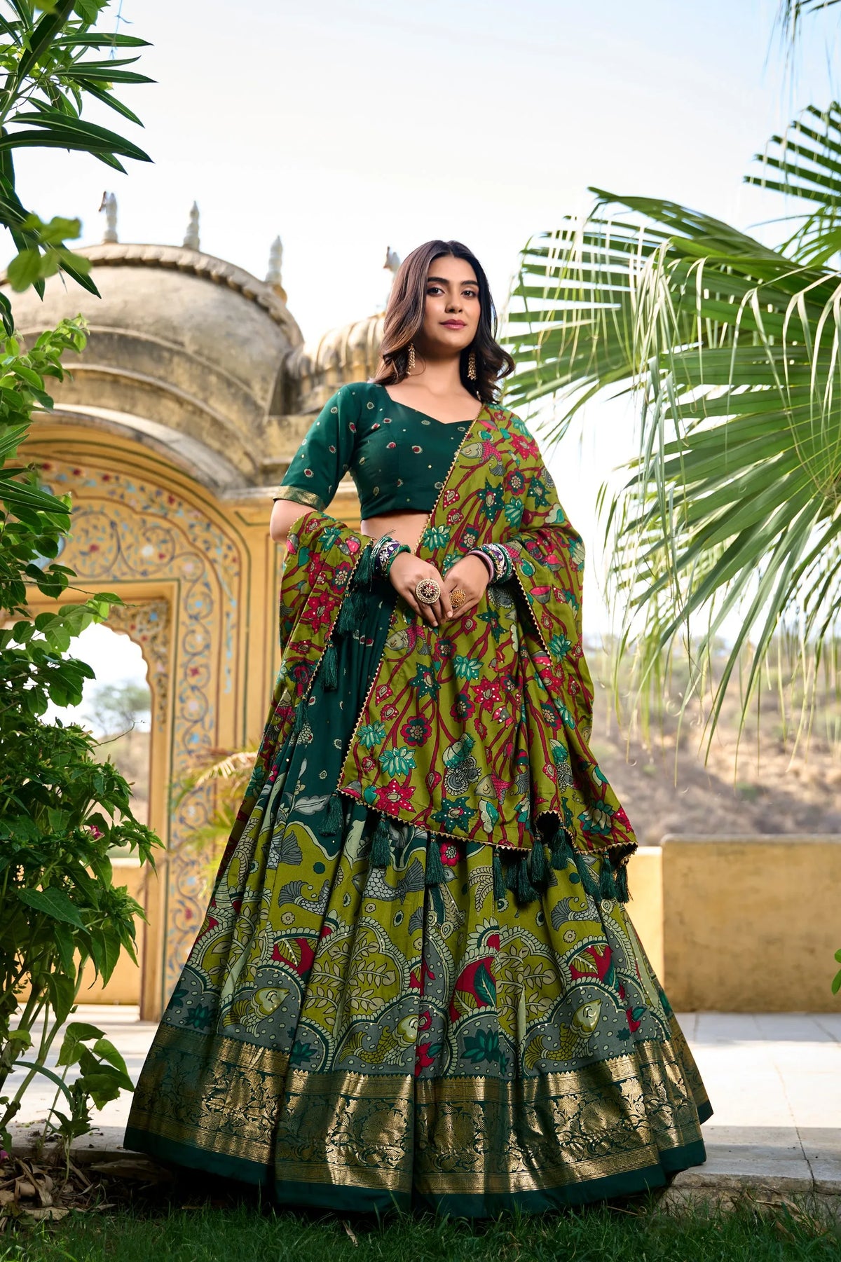 green kalamkari look