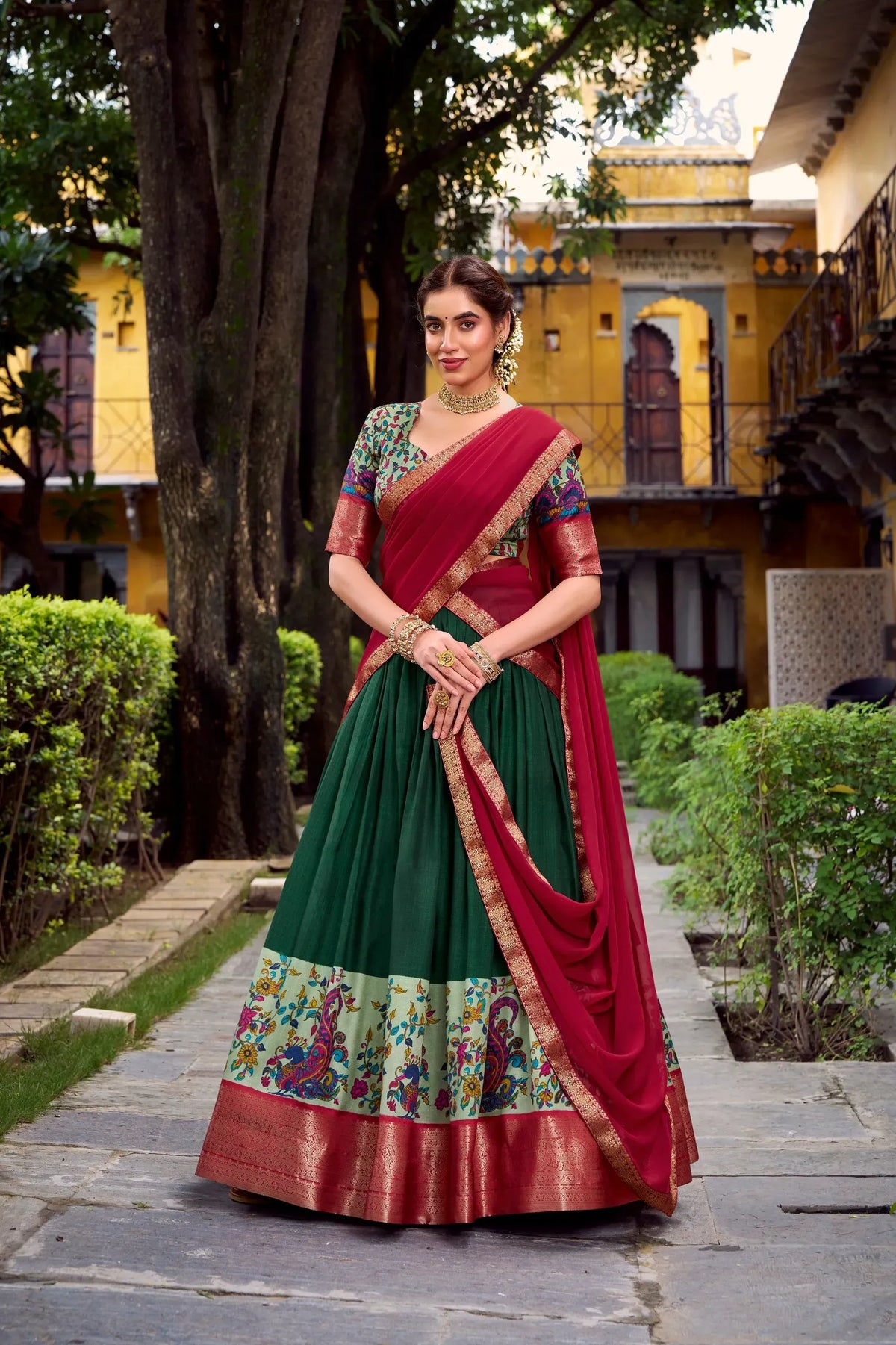 green lehenga choli online