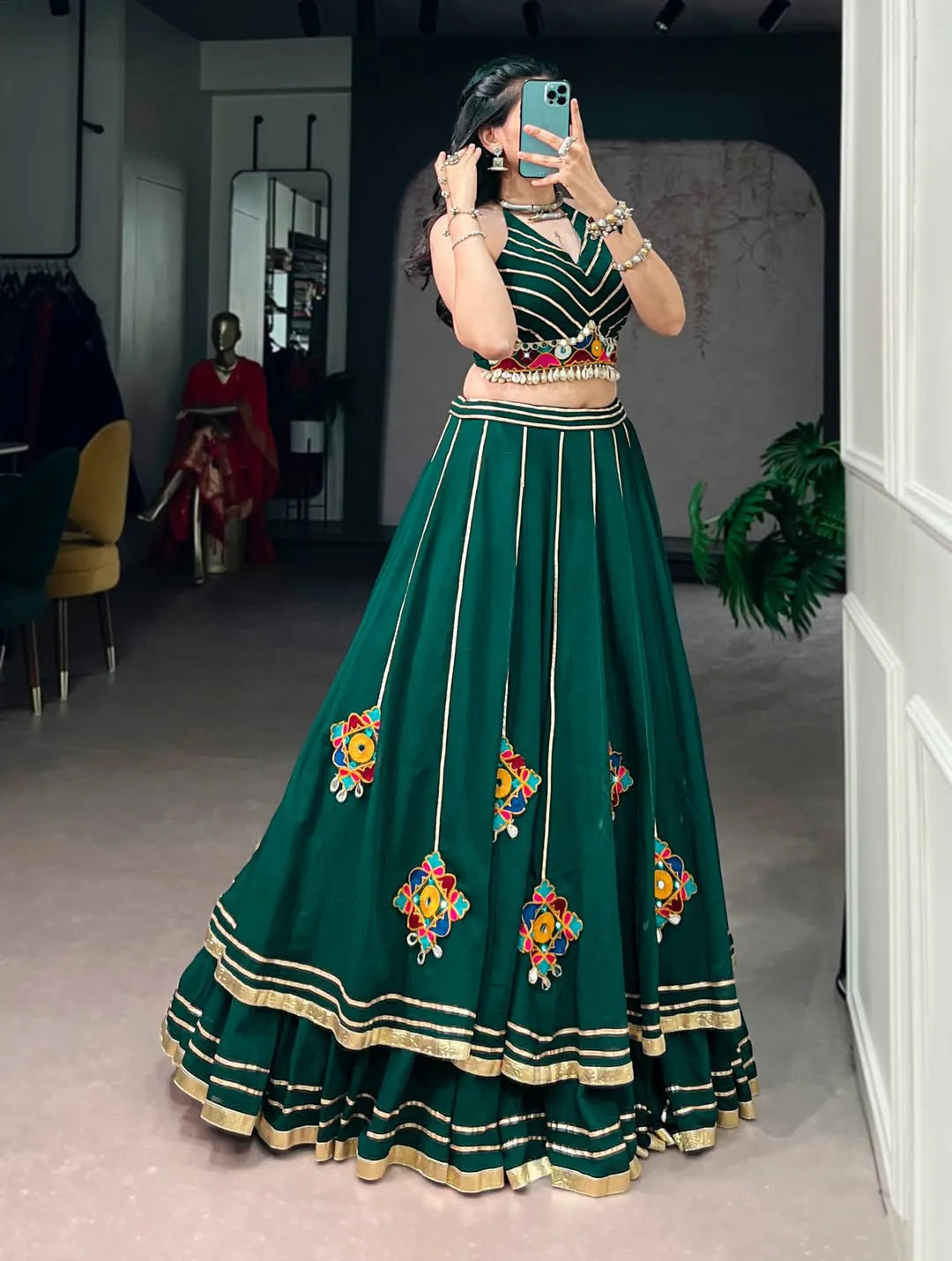 green lehenga choli set