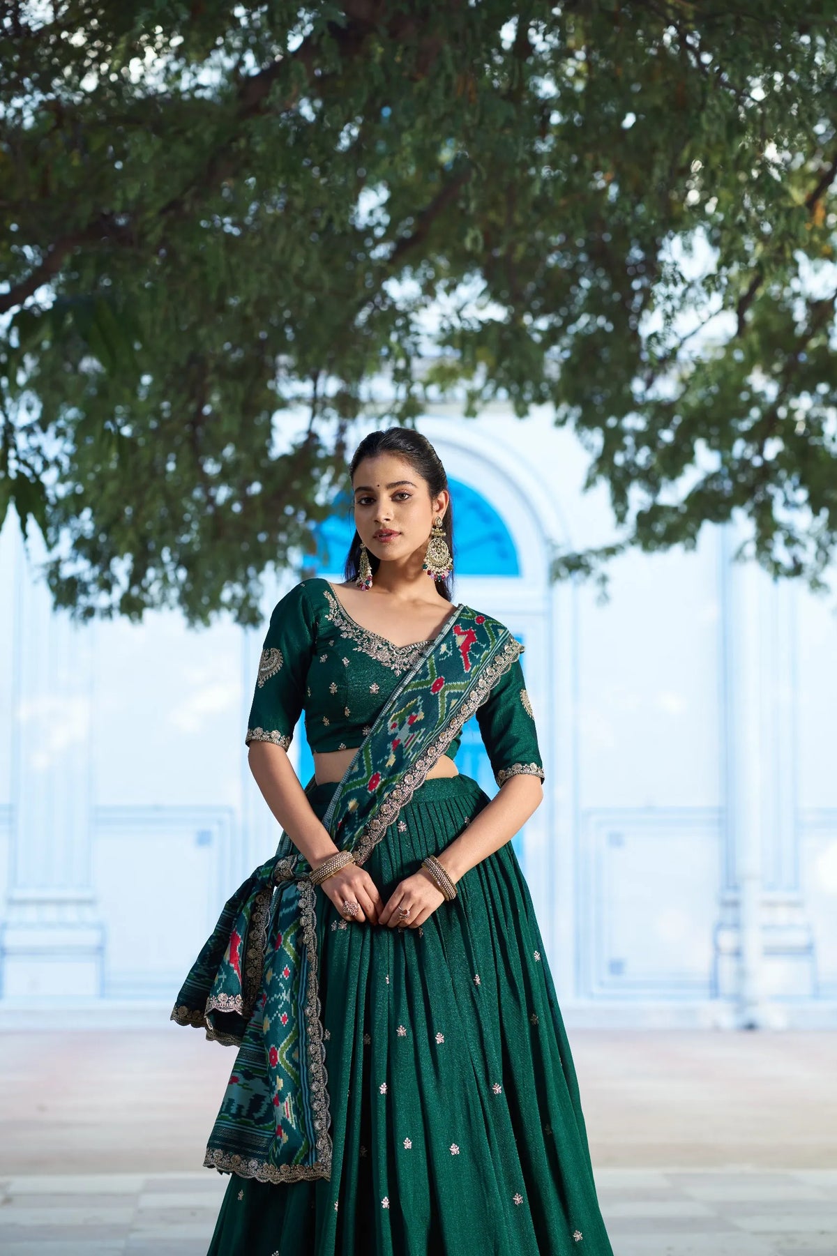 green lehenga set