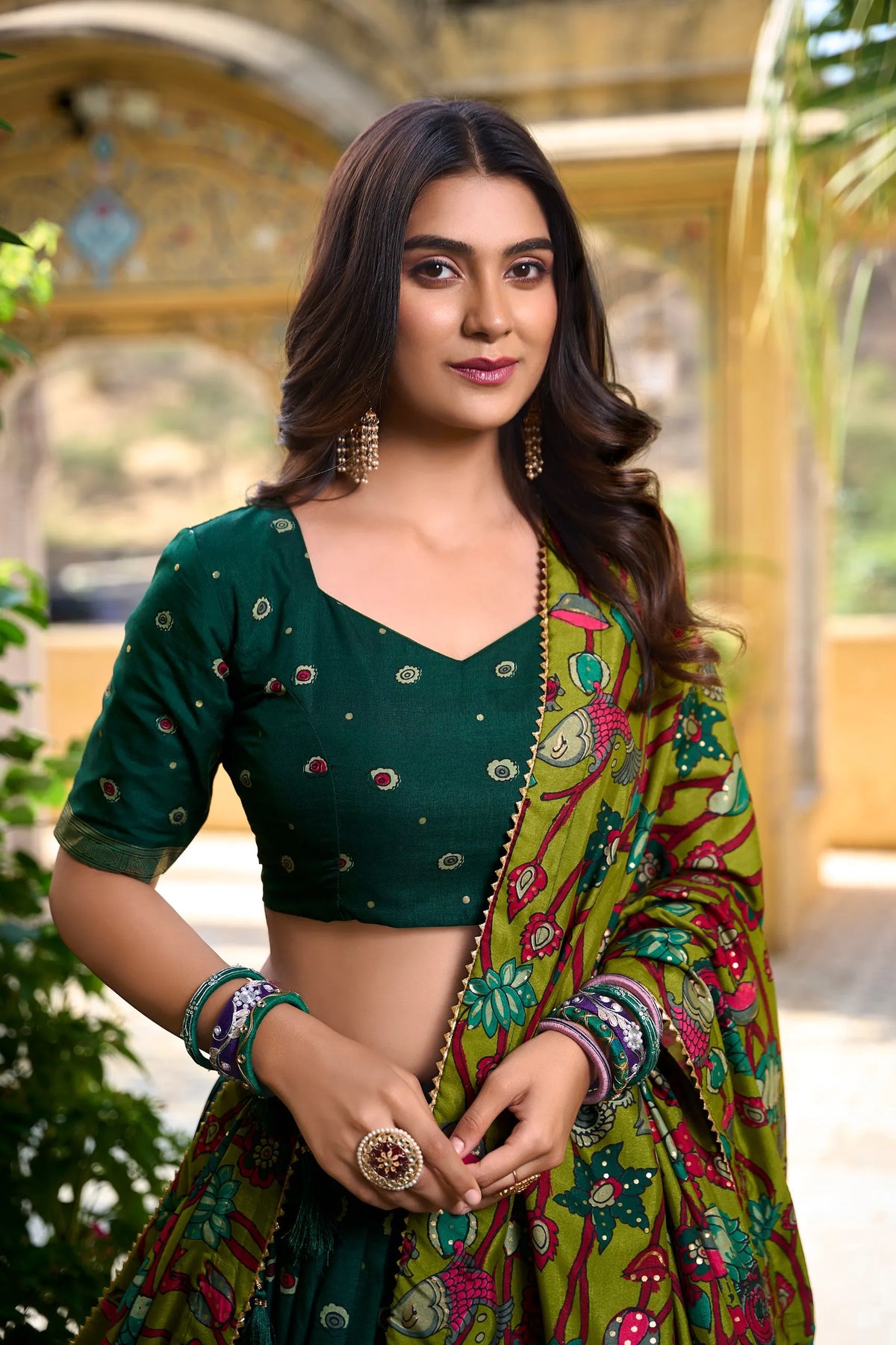 green tassel dupatta