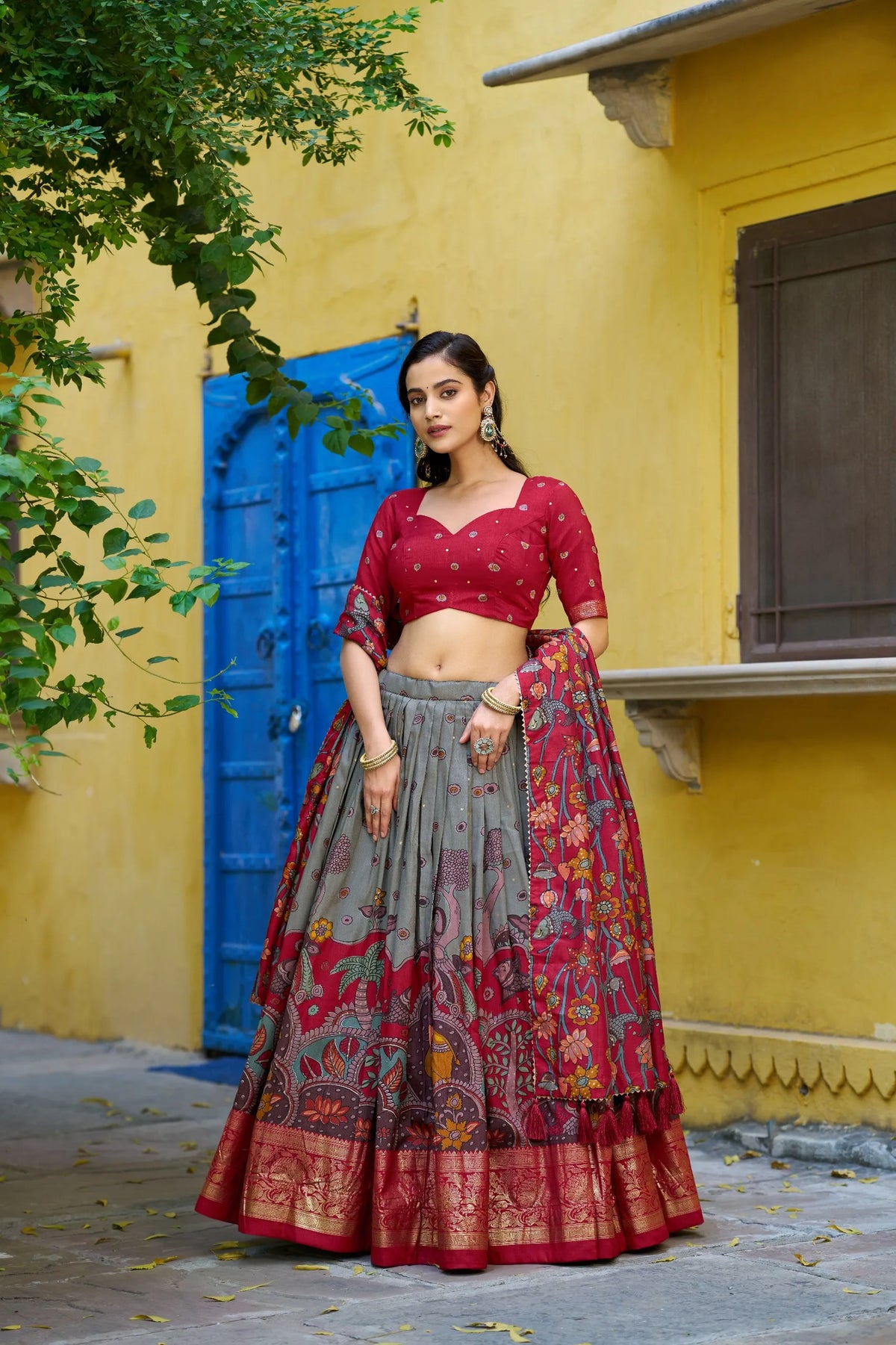 grey tasar silk set
