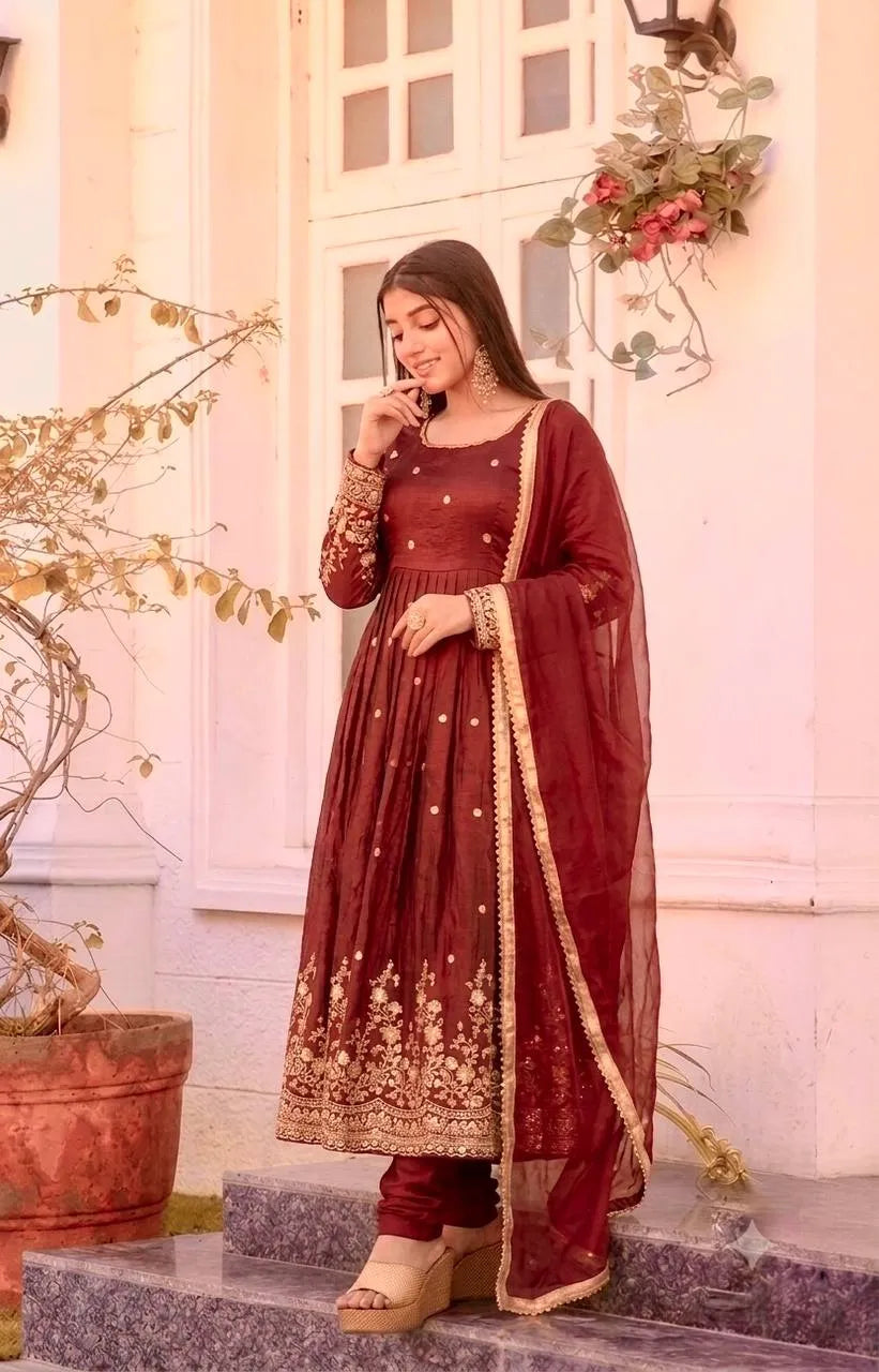 maroon premium gown set