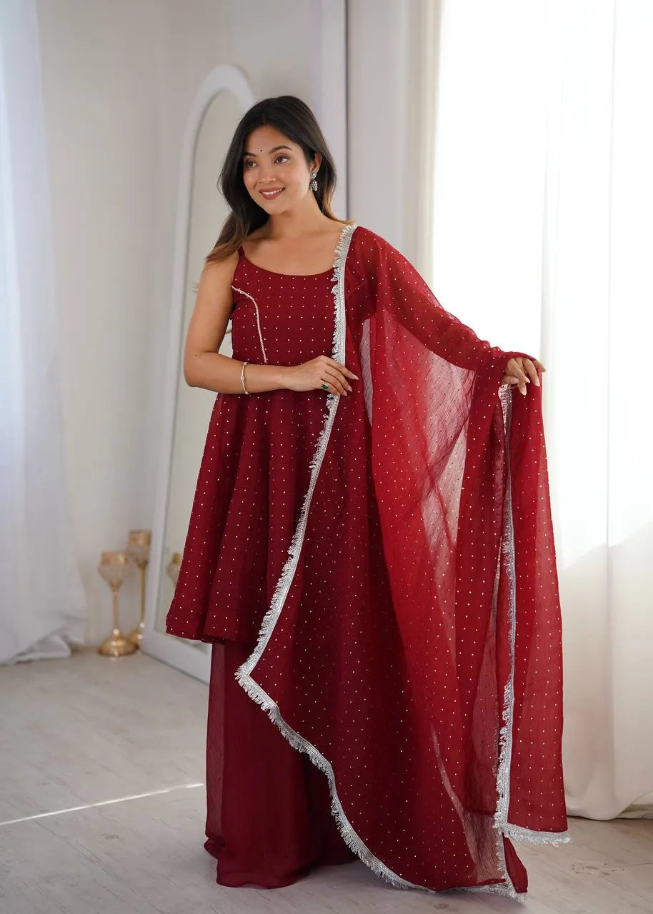 maroon sharara palazzo