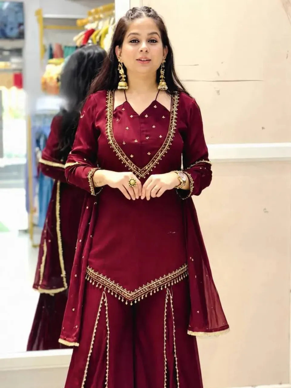 maroon traditional set