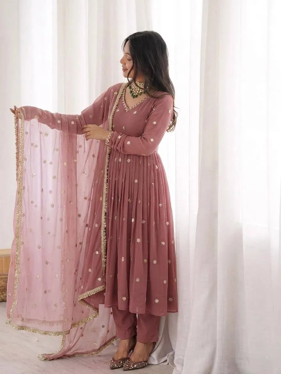 mauve festive gown set