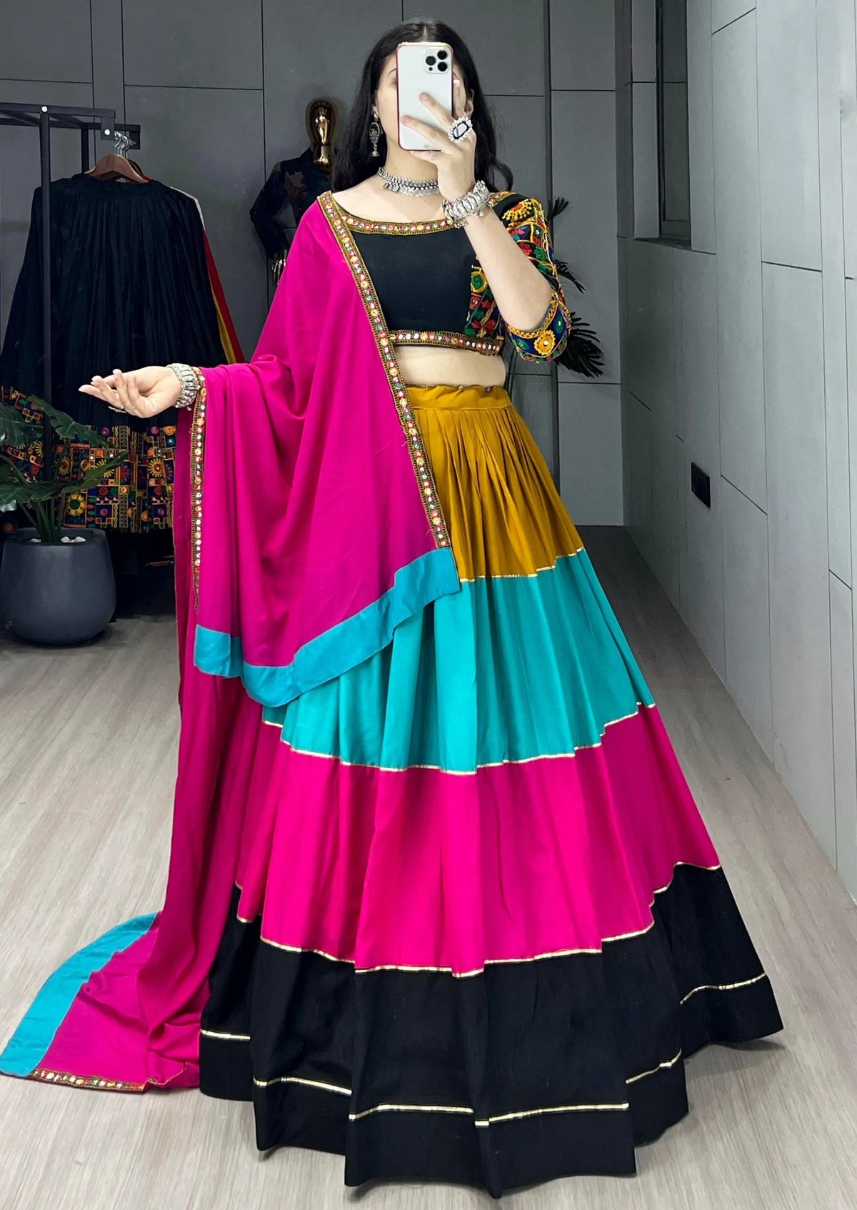 multicolor gamthi lehenga