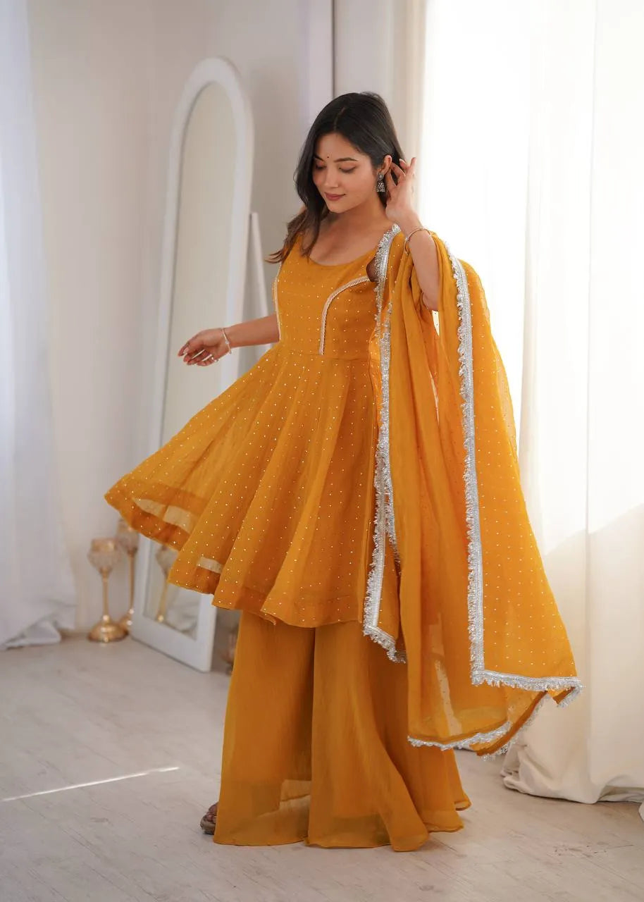 mustard flared palazzo