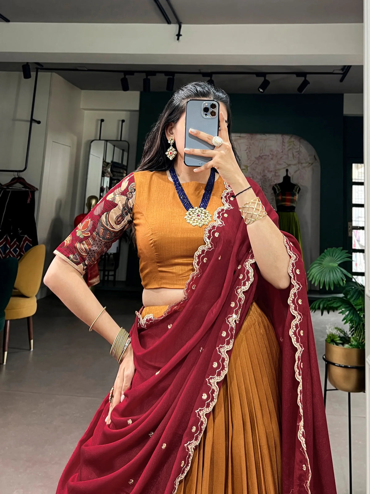 mustard lehenga choli