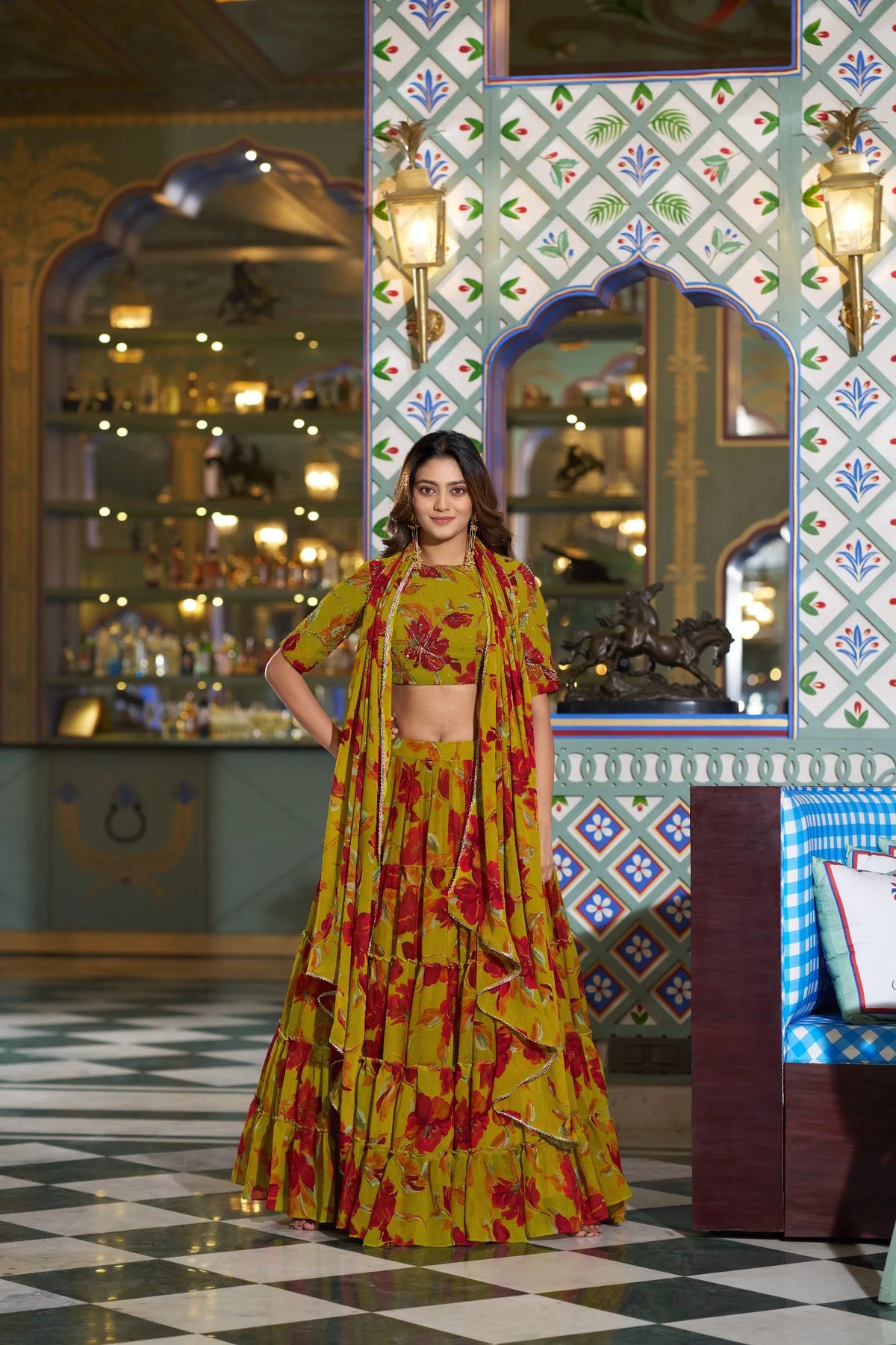 mustard lehenga set