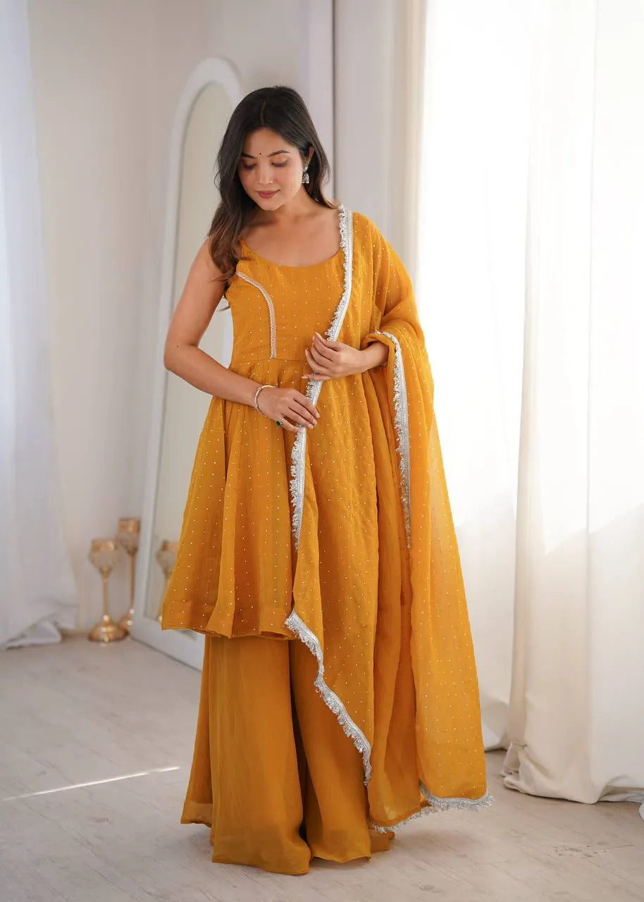 mustard top sharara set