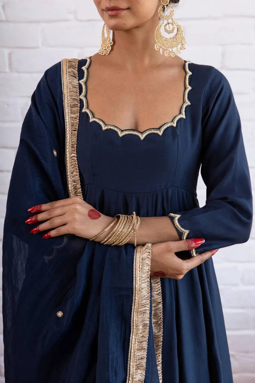 navy blue festive gown set
