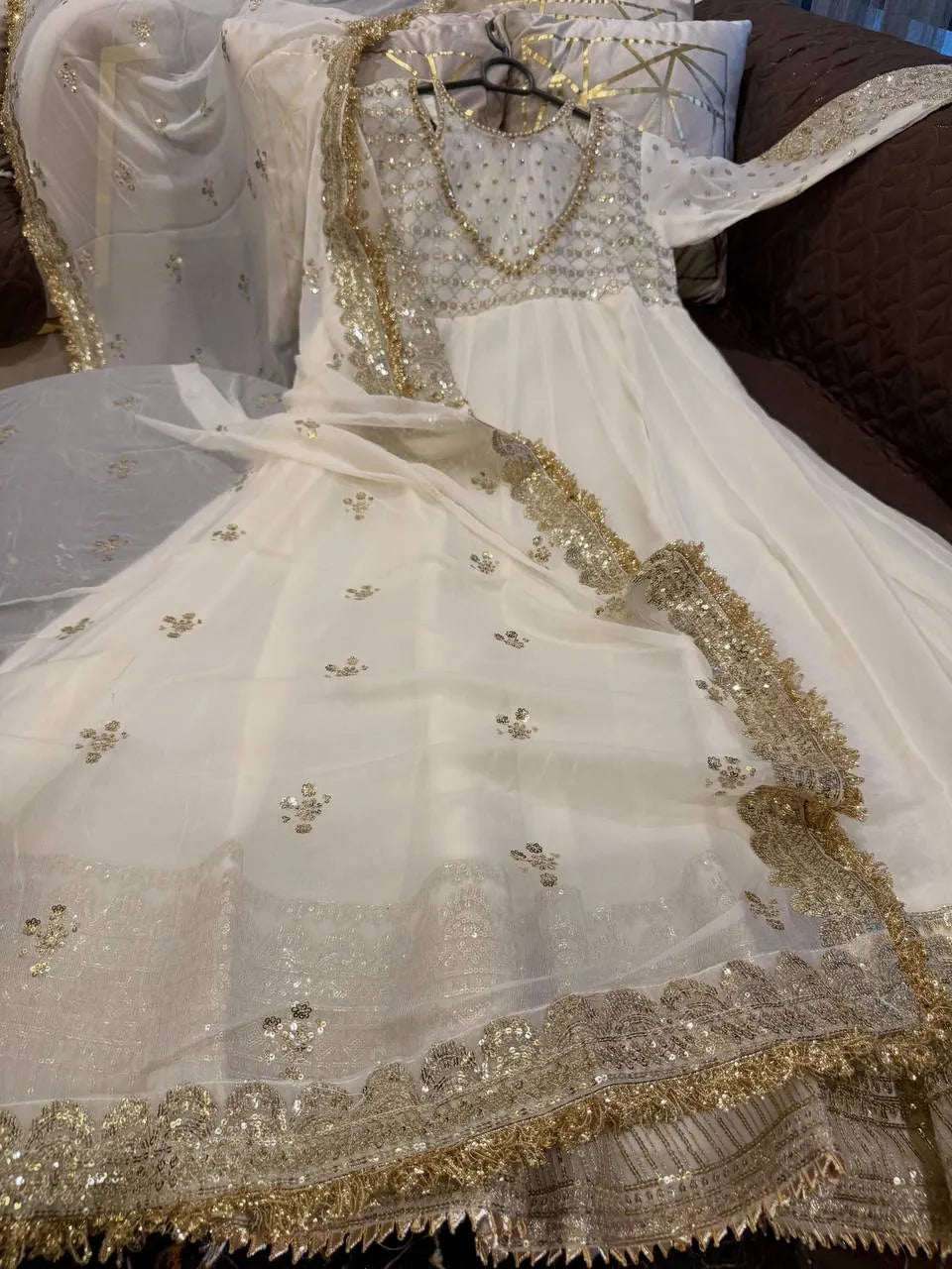 off white gown with dupatta