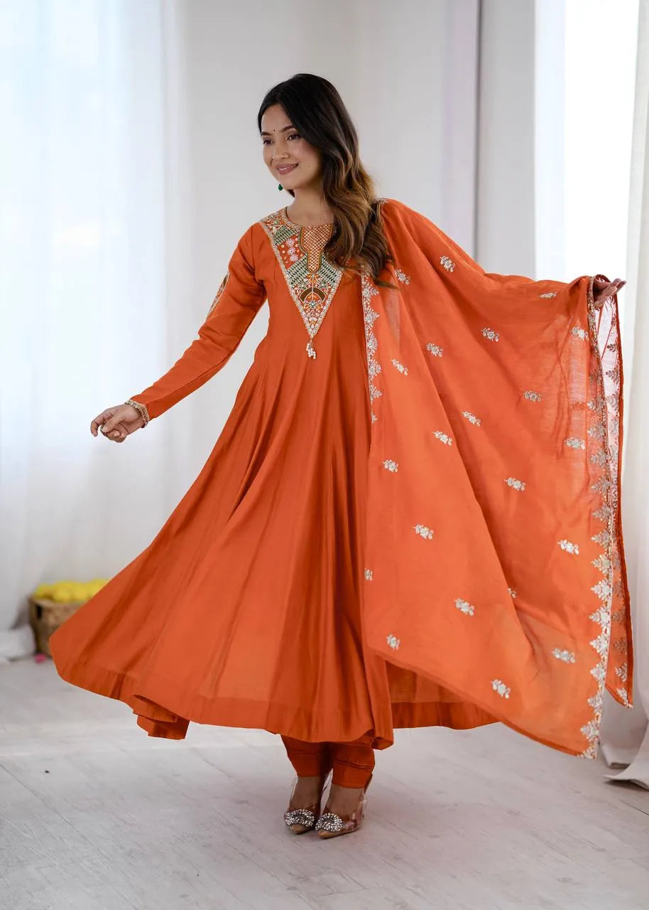 orange festive gown set