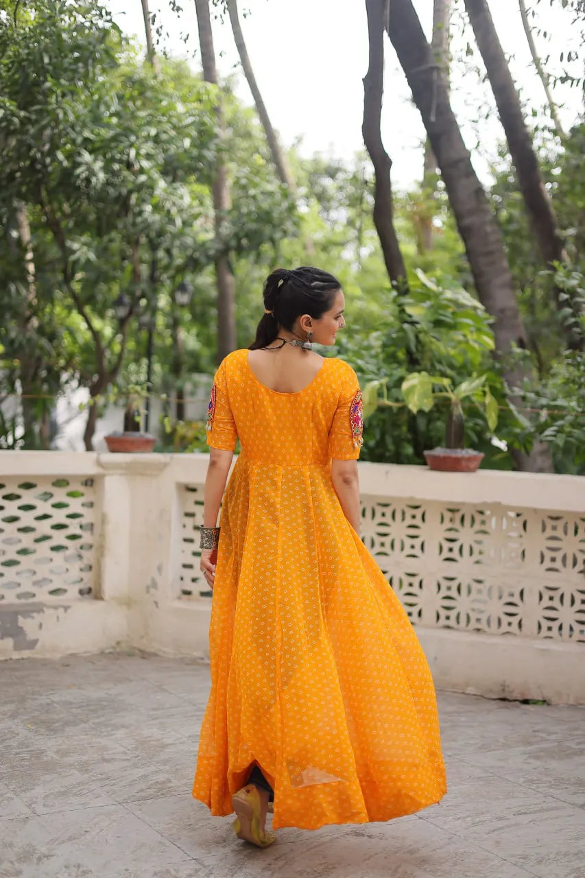 orange navratri long kurti