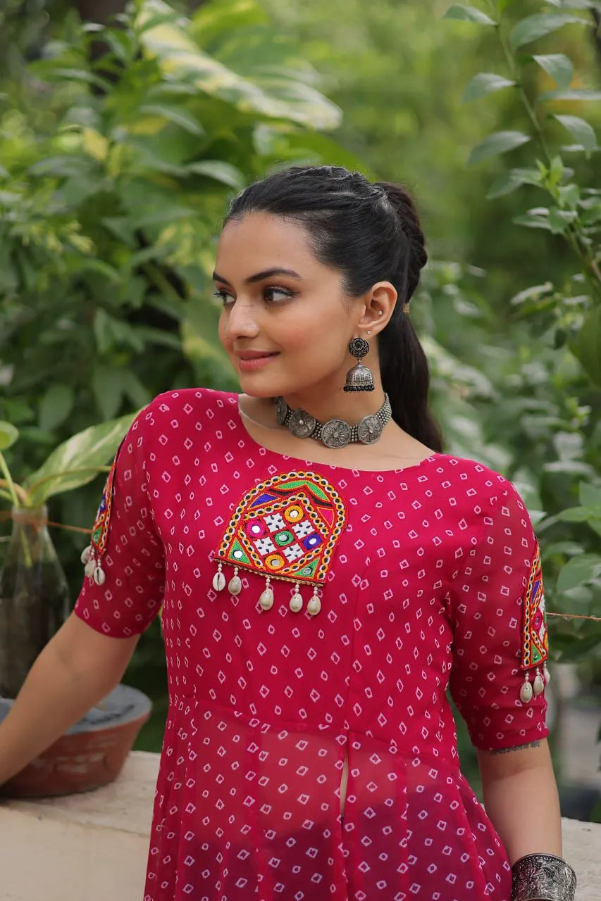 pink faux georgette kurti