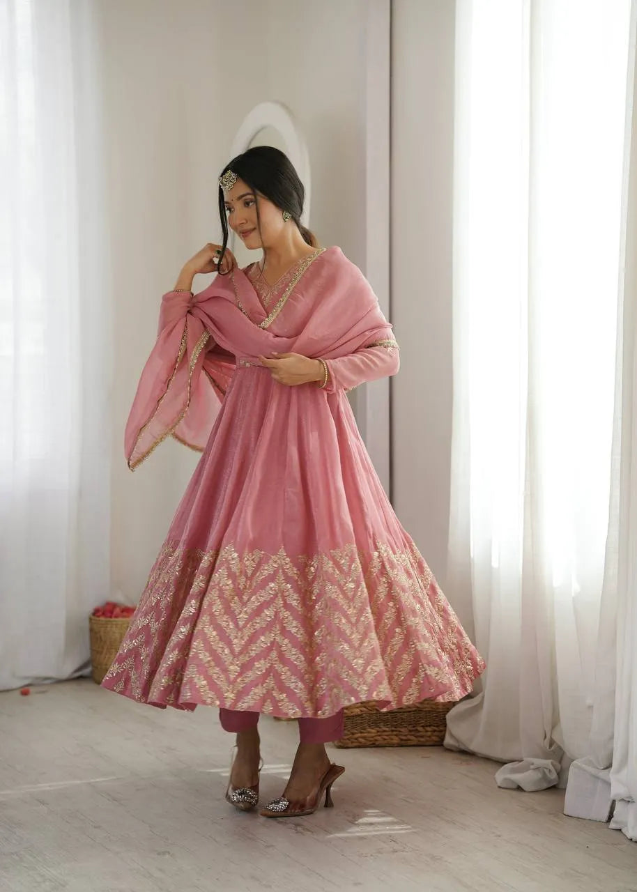 pink festive gown set online