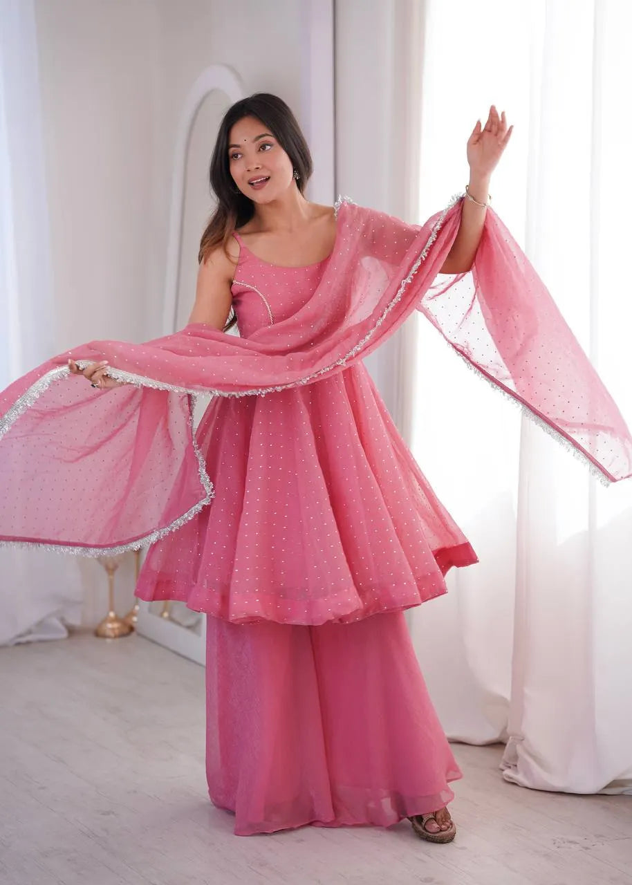 pink festive sharara set