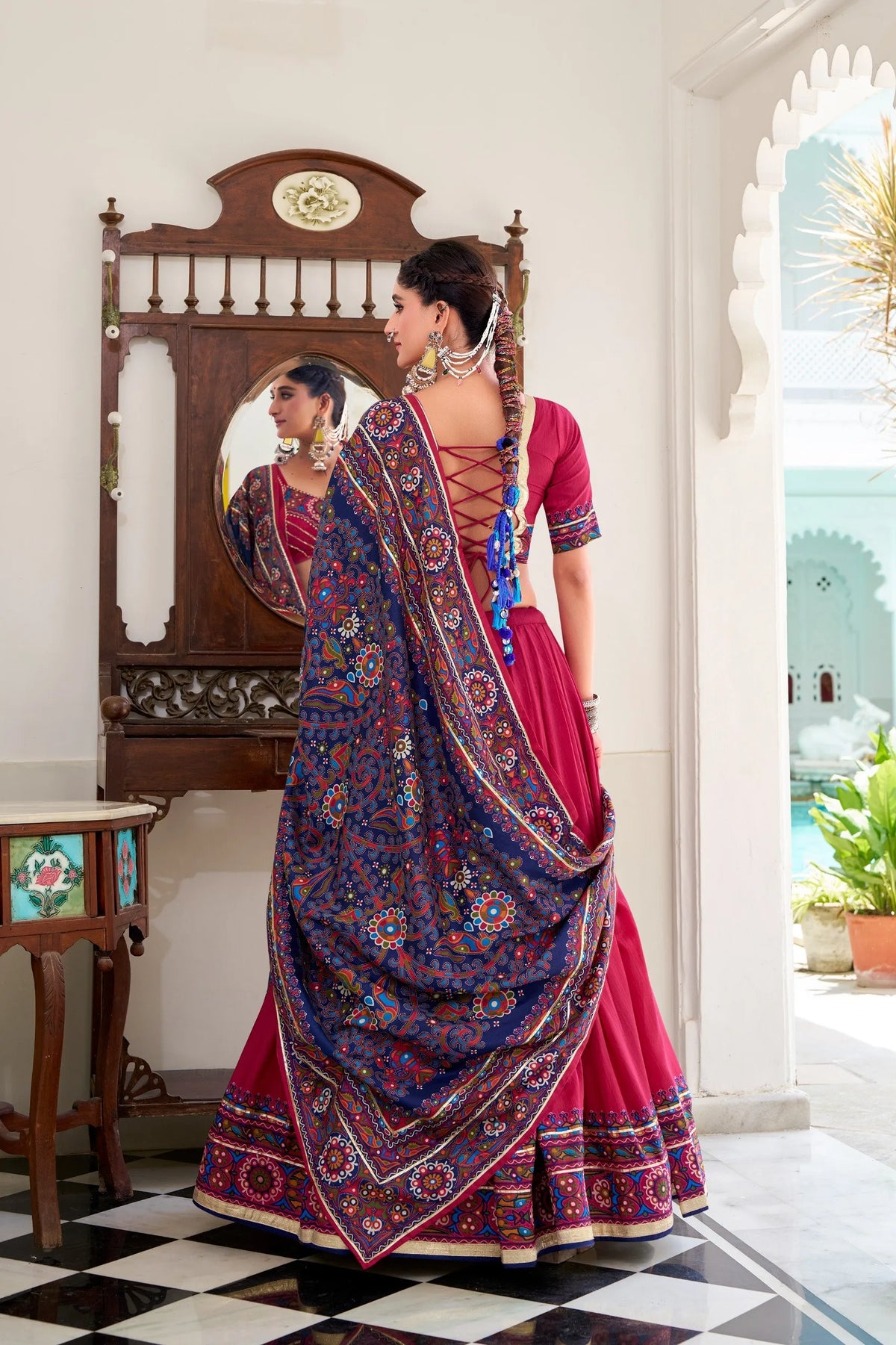pink garba lehenga choli