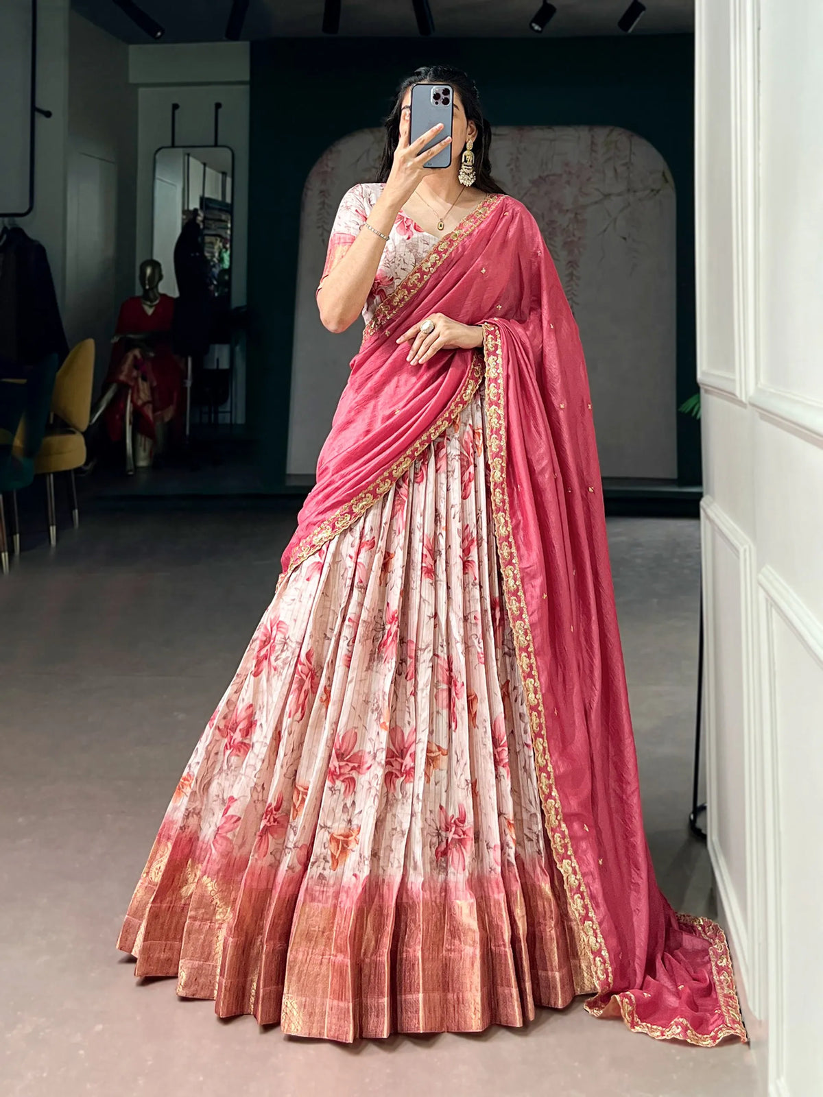 pink lehenga look