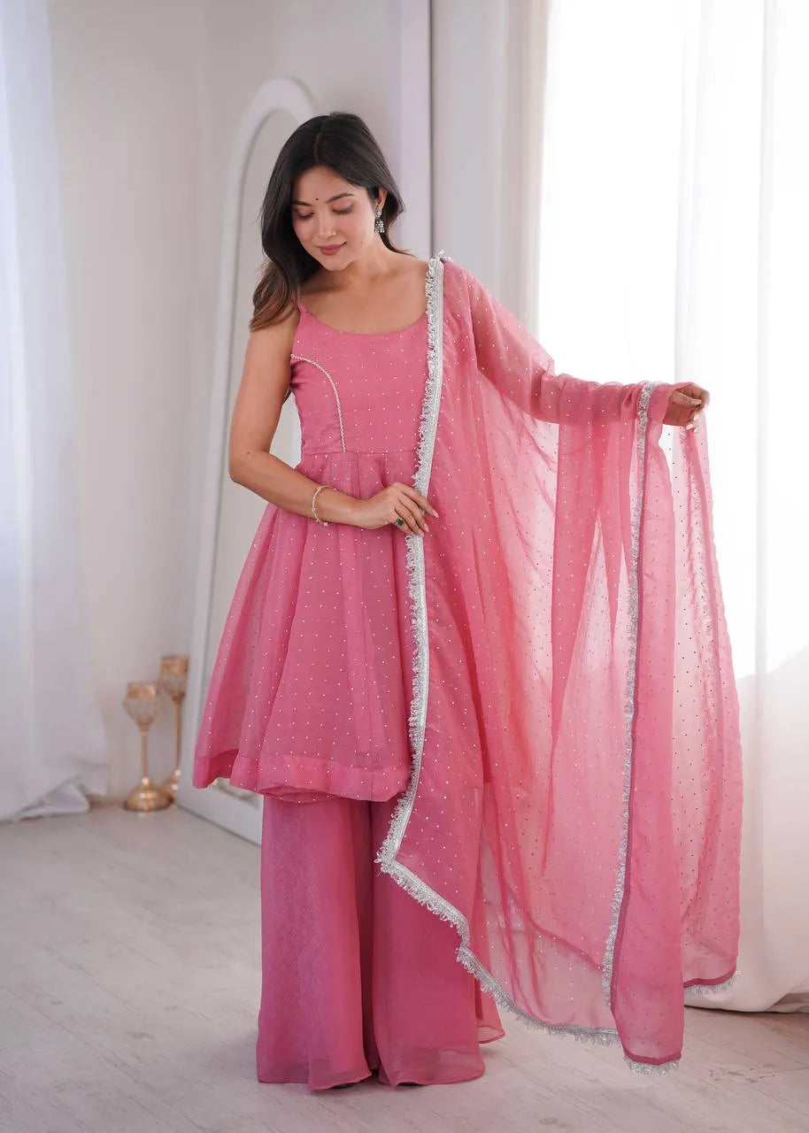 pink sharara palazzo set
