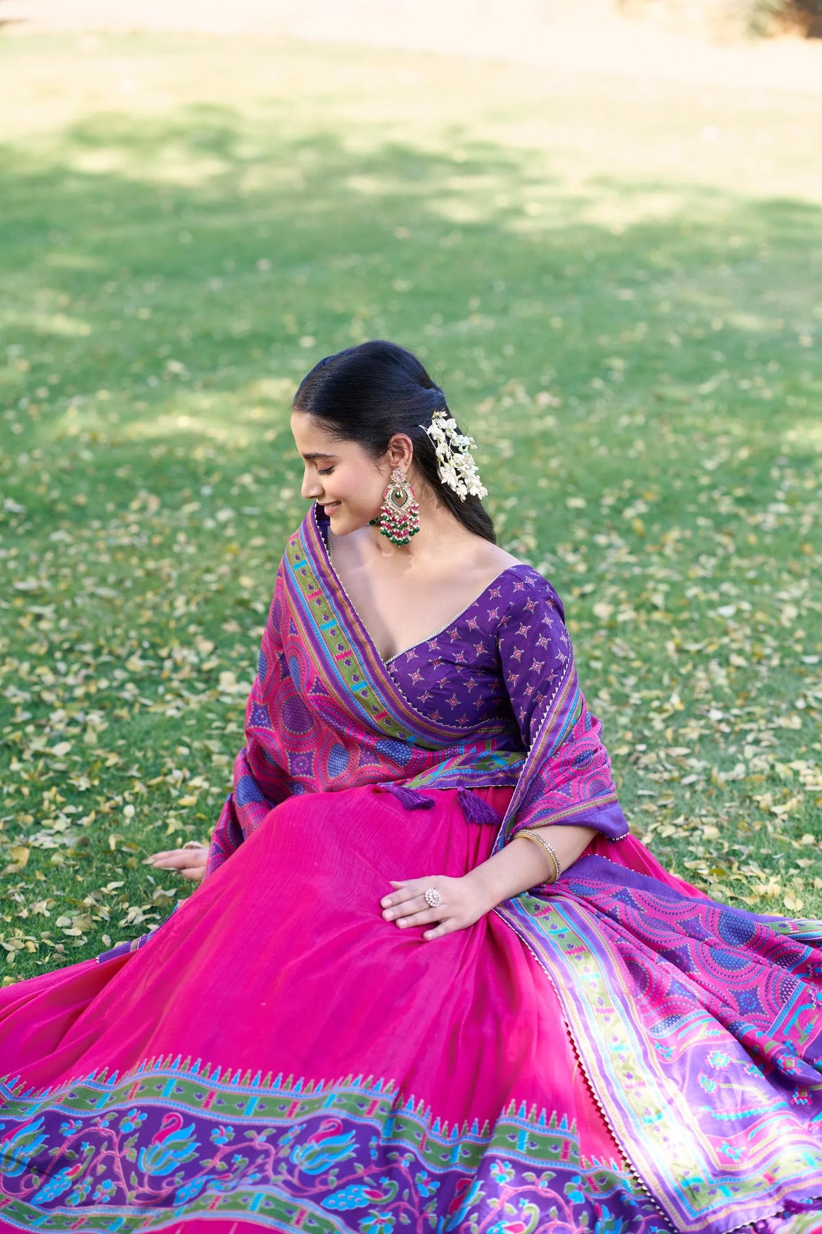 pink silk lehenga online