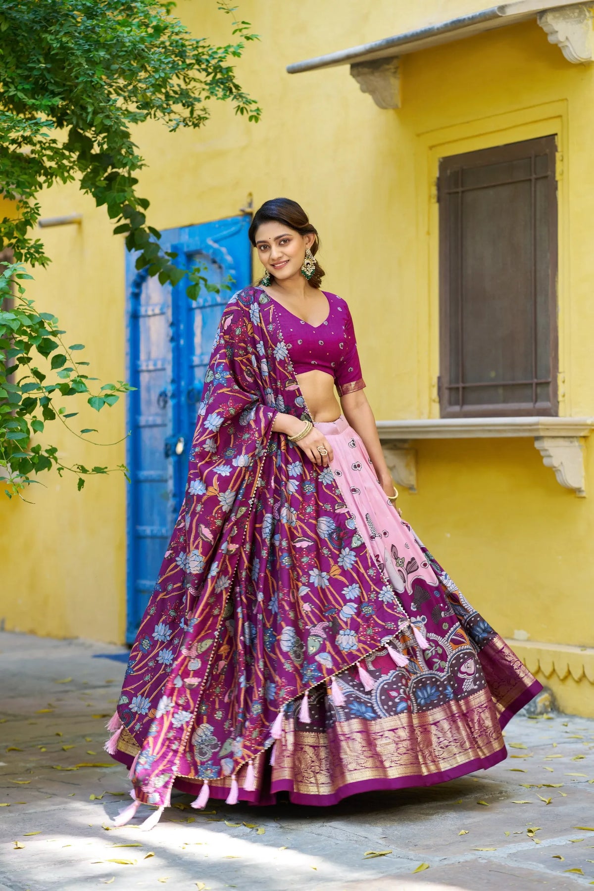 pink tasar silk look