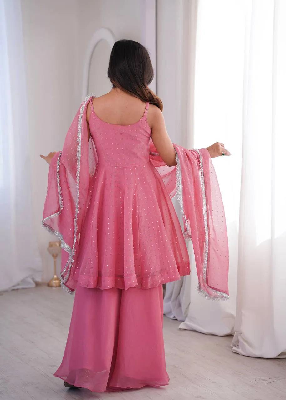 pink top sharara set