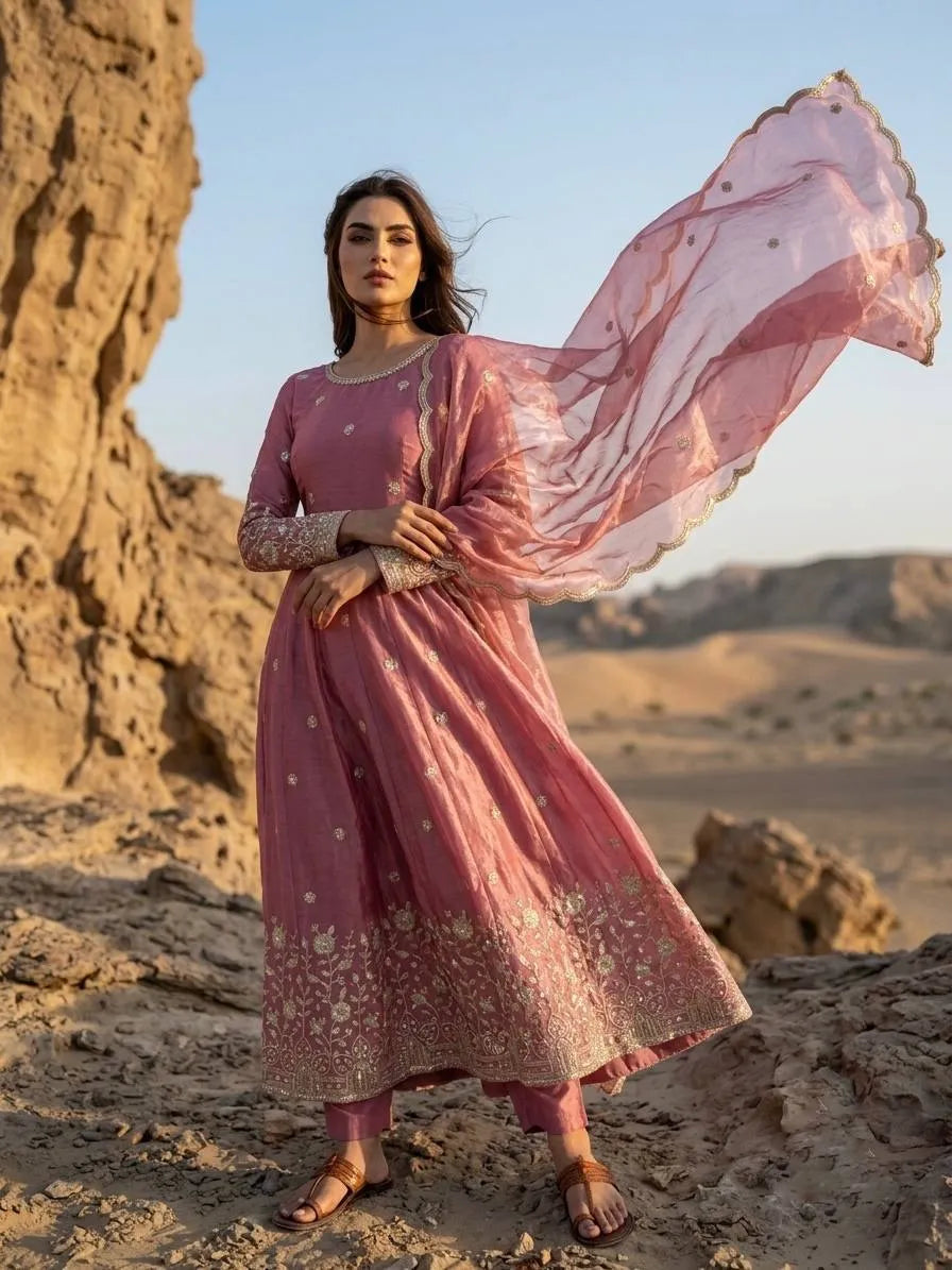 pink traditional gown set