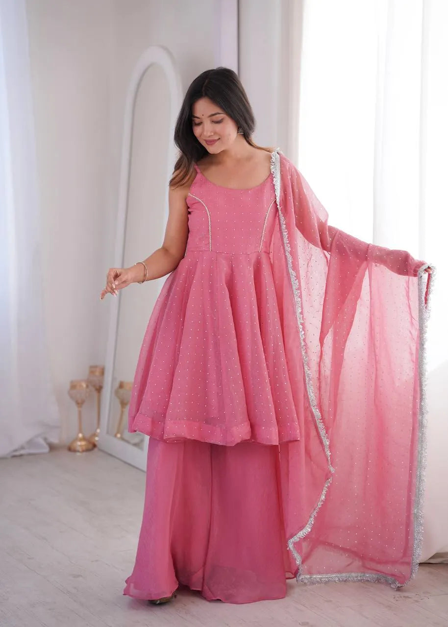 pink zarkhand work set