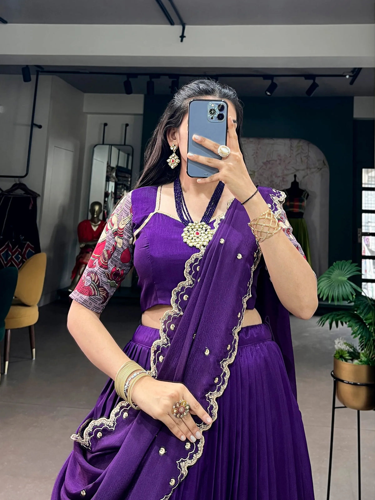 purple chinon dupatta