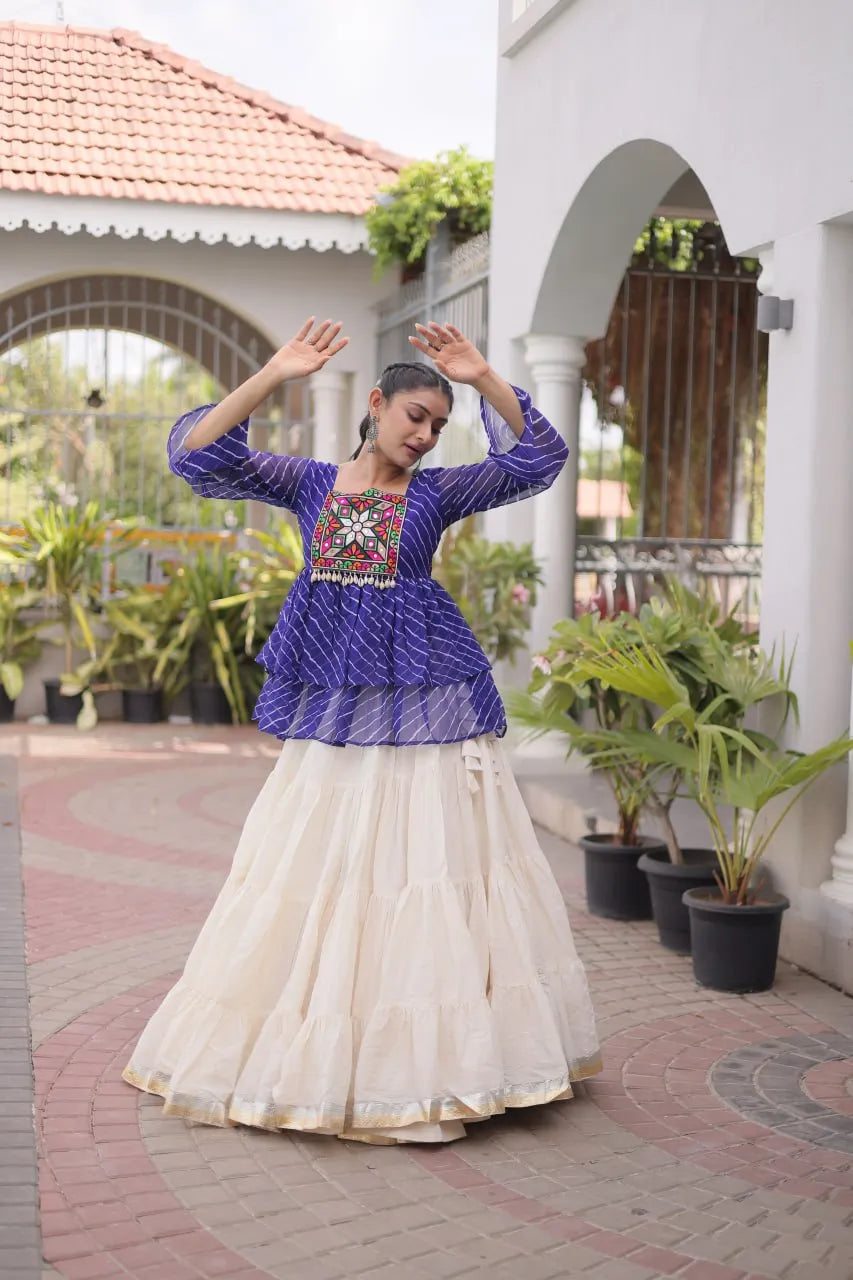 purple kutchi gamthi lehenga